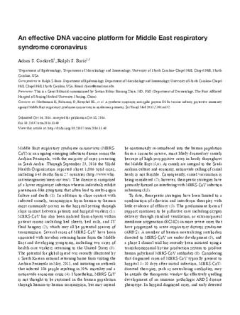 An effective DNA vaccine platform for Middle East respiratory syndrome coronavirus thumbnail