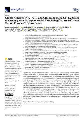 Global Atmospheric δ13CH4 and CH4 Trends for 2000–2020 from the Atmospheric Transport Model TM5 Using CH4 from Carbon Tracker Europe–CH4 Inversions thumbnail