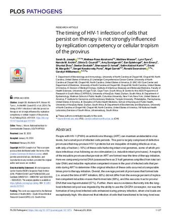 The timing of HIV-1 infection of cells that persist on therapy is not strongly influenced by replication competency or cellular tropism of the provirus thumbnail