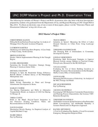 UNC DCRP Master’s Project and Ph.D. Dissertation Titles