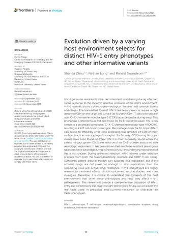 Evolution driven by a varying host environment selects for distinct HIV-1 entry phenotypes and other informative variants thumbnail