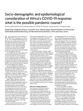 Socio-demographic and epidemiological consideration of Africa’s COVID-19 response: what is the possible pandemic course? thumbnail