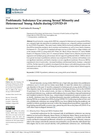 Problematic Substance Use among Sexual Minority and Heterosexual Young Adults during COVID-19 thumbnail